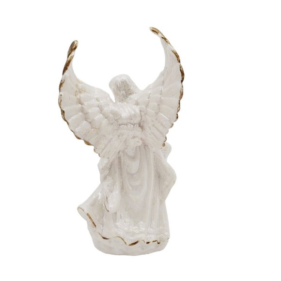Porcelain Christmas‎ Angel Porcelain Figurine Pearl Finish Gold Silver Painted - Picture 2 of 7